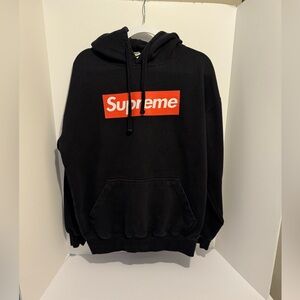 AMS Adult Premium Heavyweight Supreme Logo Black Hoodie Size L